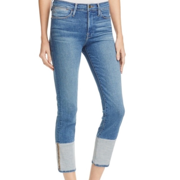 Frame Denim Le Crop Mini Boot Reverse Cuff Jeans Clifton Wash sz 24 NWOT - Picture 1 of 6